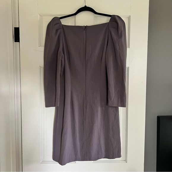 Gray Square Neck Dress with Subtle Puff Sleeves - Picture 6 of 6